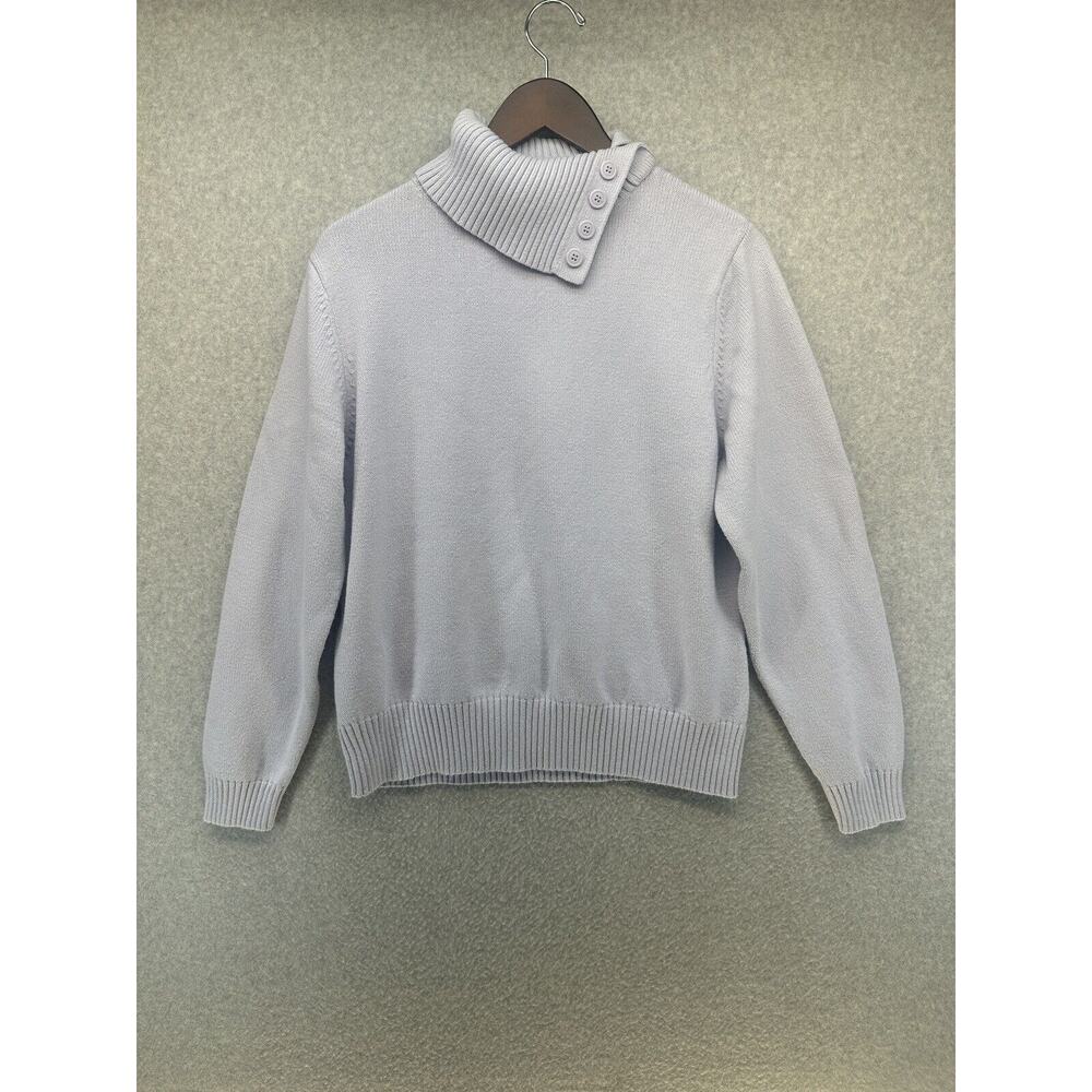 Sonoma Womens Sweater Light Blue Side Button Cowl Neck Long Sleeve Size XL